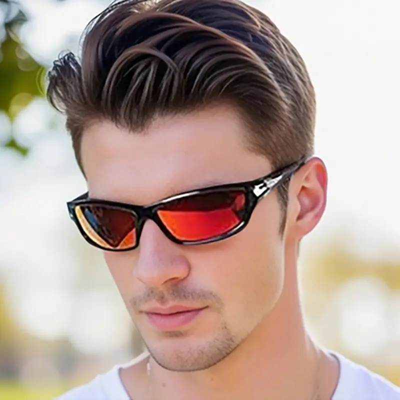 Men Windproof Sports Sunglasses Black Red White