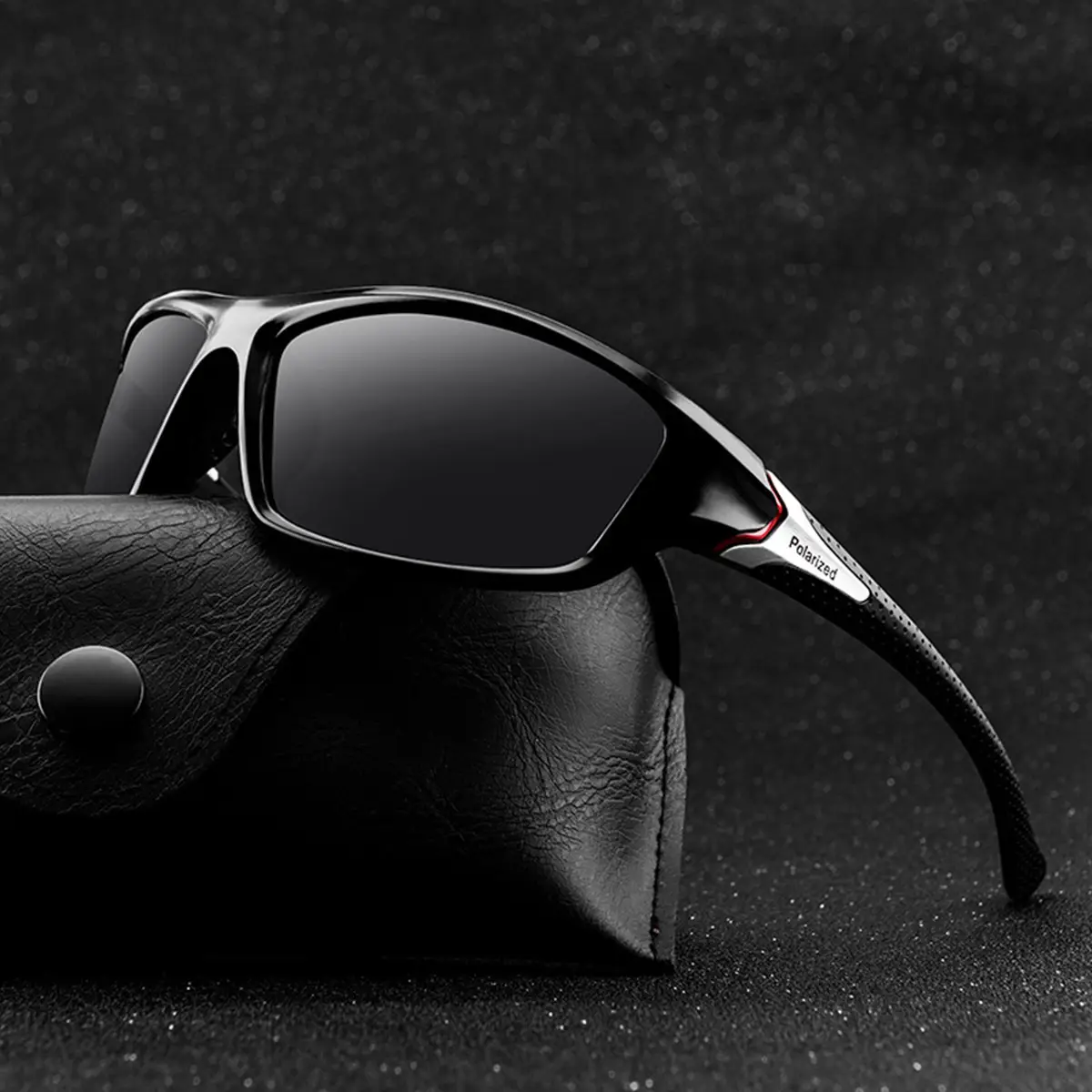 Men Windproof Sports Sunglasses Black Red White — feature 2