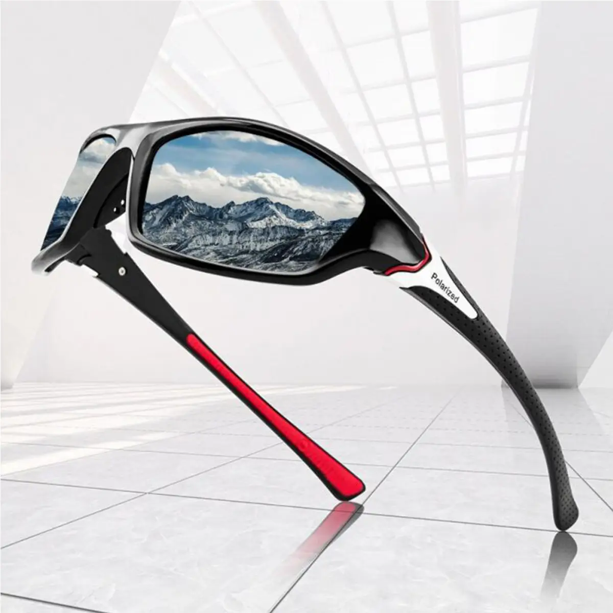 Men Windproof Sports Sunglasses Black Red White — feature 24