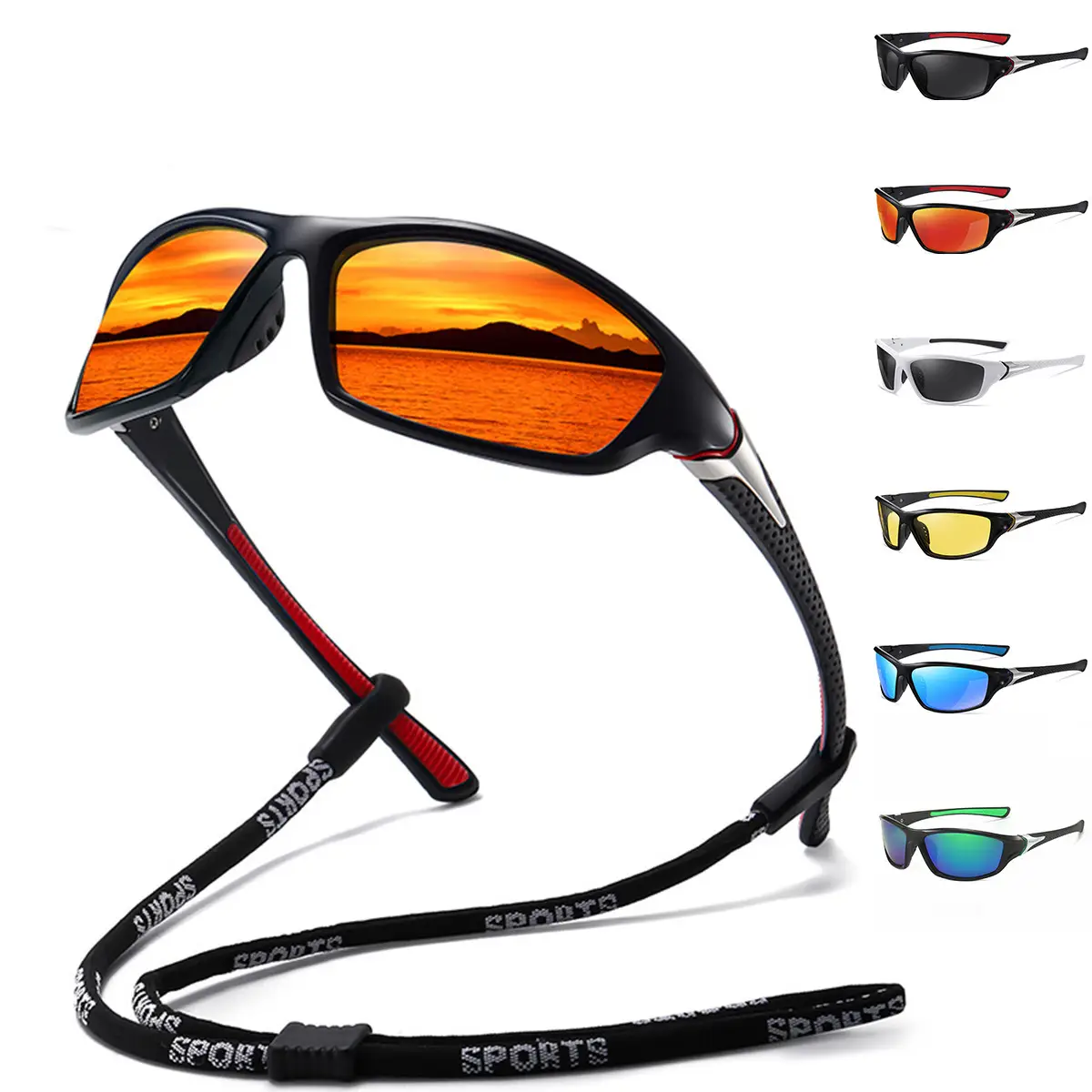 Men Windproof Sports Sunglasses Black Red White — feature 3