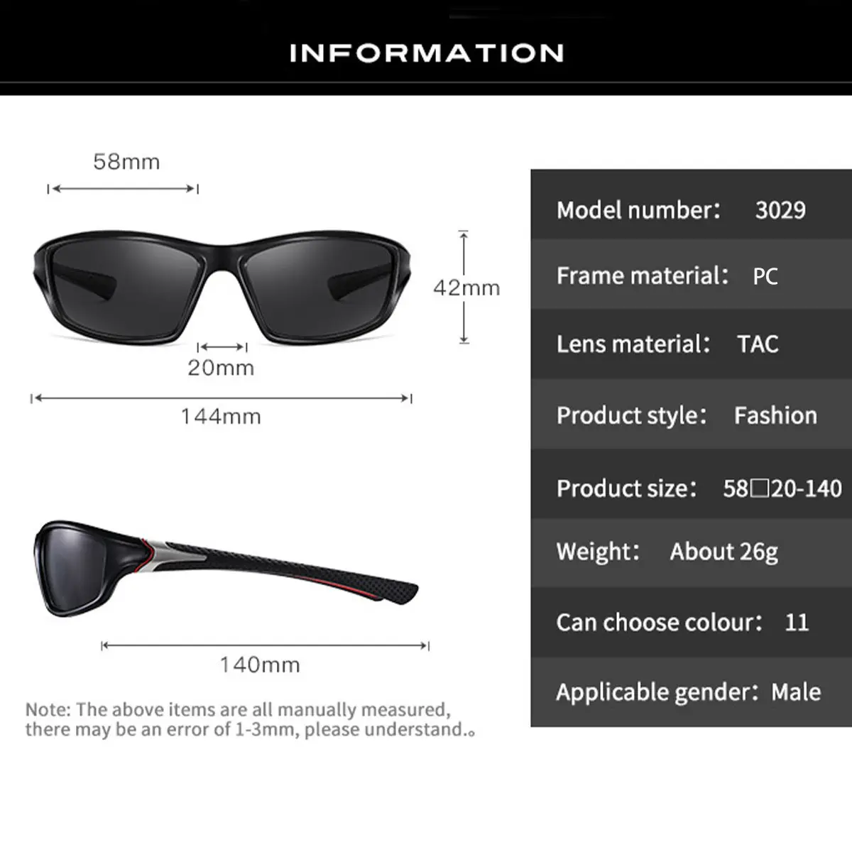 Men Windproof Sports Sunglasses Black Red White — feature 4