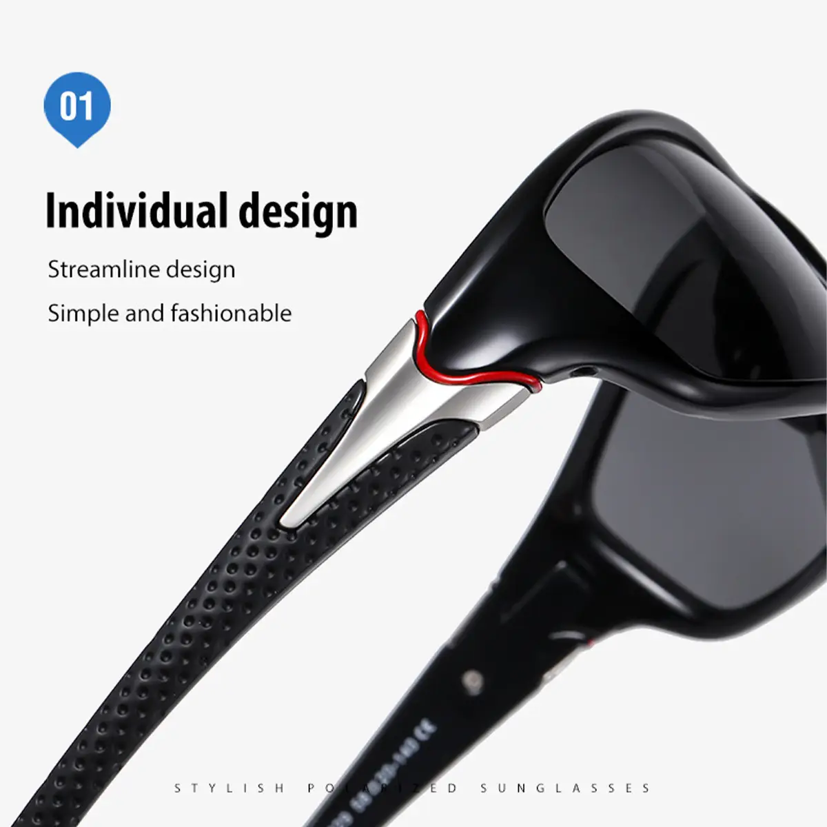 Men Windproof Sports Sunglasses Black Red White — feature 5