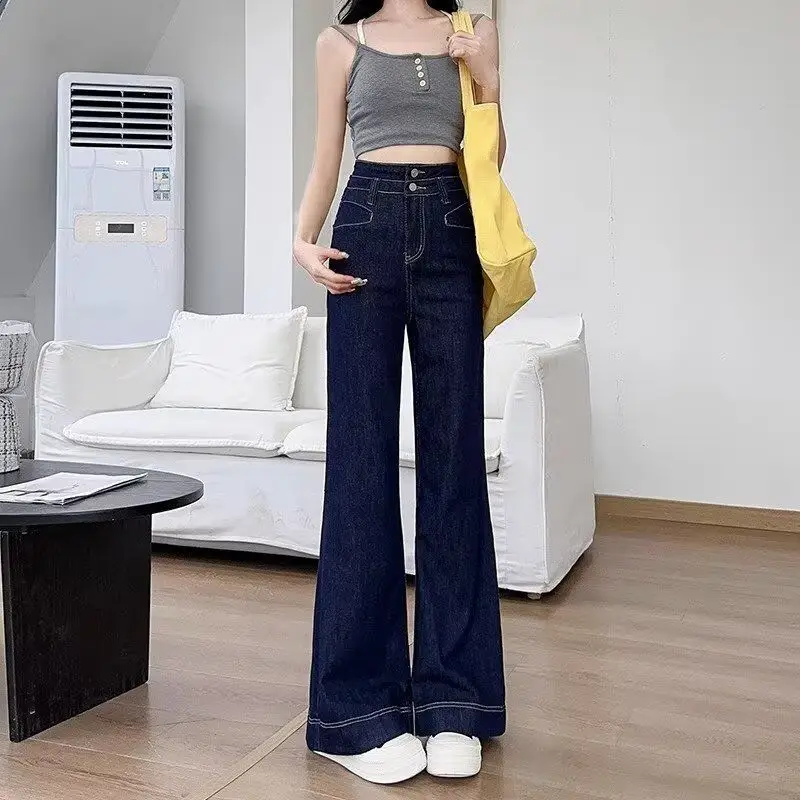 Women Dark Blue Wide Leg Jeans Slim Fit 2025 — feature 5