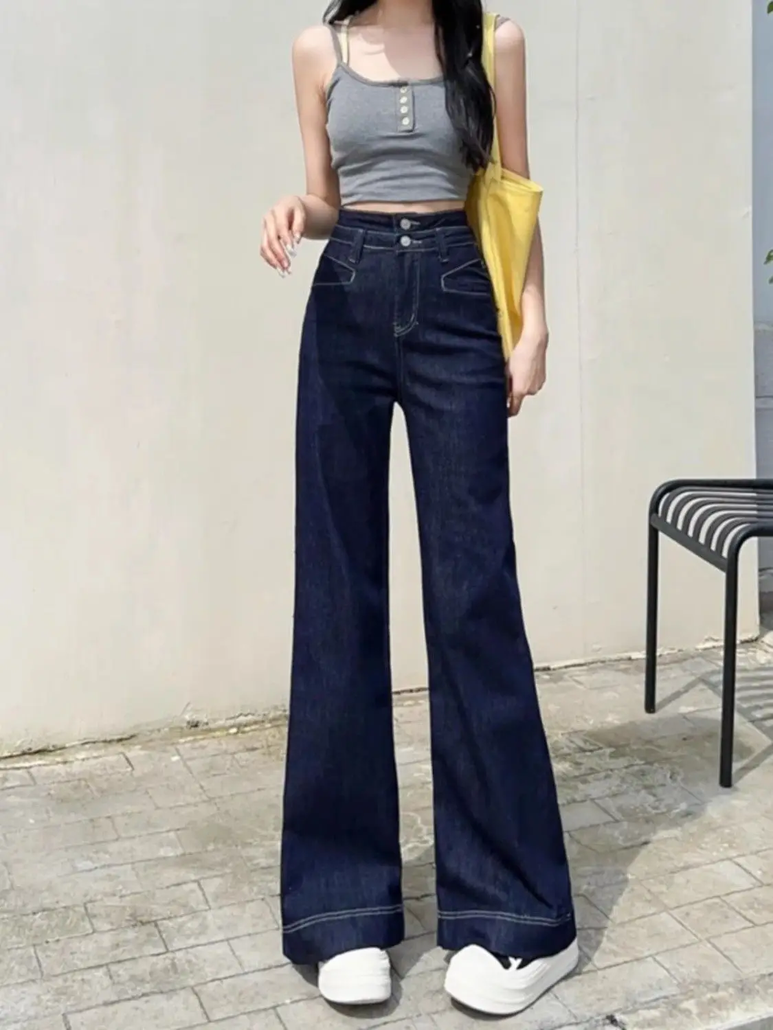 Women Dark Blue Wide Leg Jeans Slim Fit 2025 — feature 6