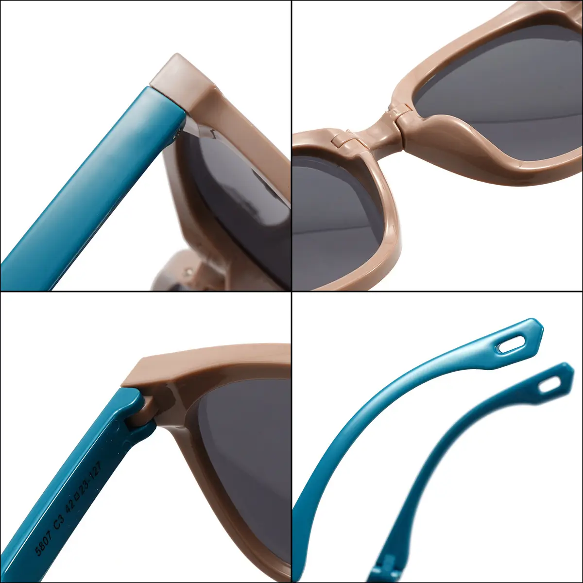 New Kids Foldable HD Polarized Sunglasses Blue Rose Gold