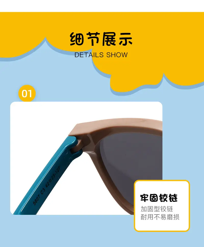 New Kids Foldable HD Polarized Sunglasses Blue Rose Gold — feature 12
