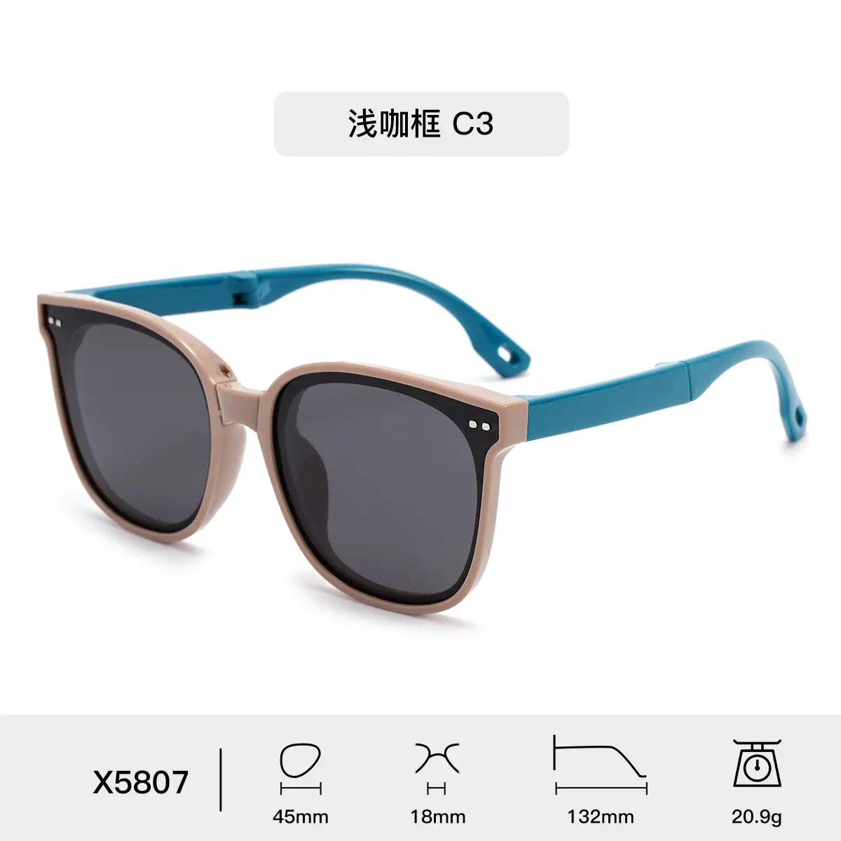 New Kids Foldable HD Polarized Sunglasses Blue Rose Gold