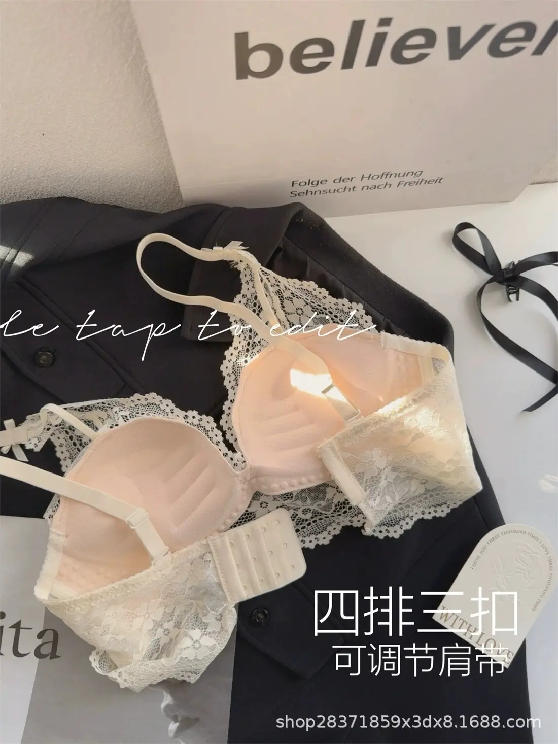 Black French Lace Push Up Bra for Women — feature 11