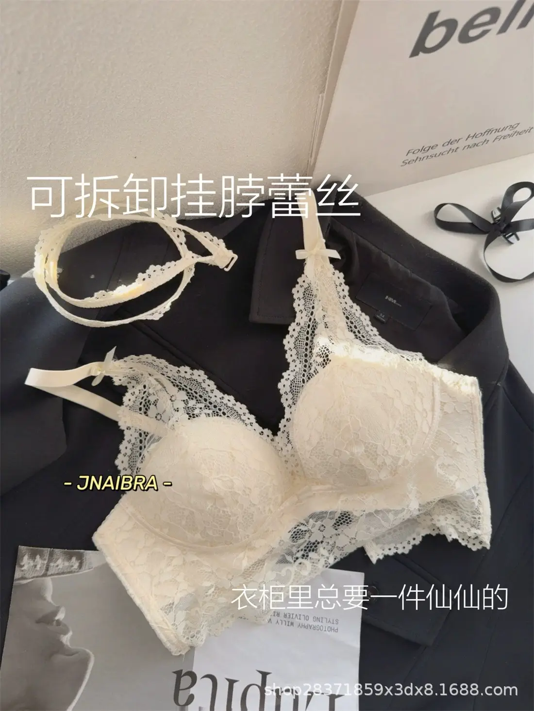 Black French Lace Push Up Bra for Women — feature 13