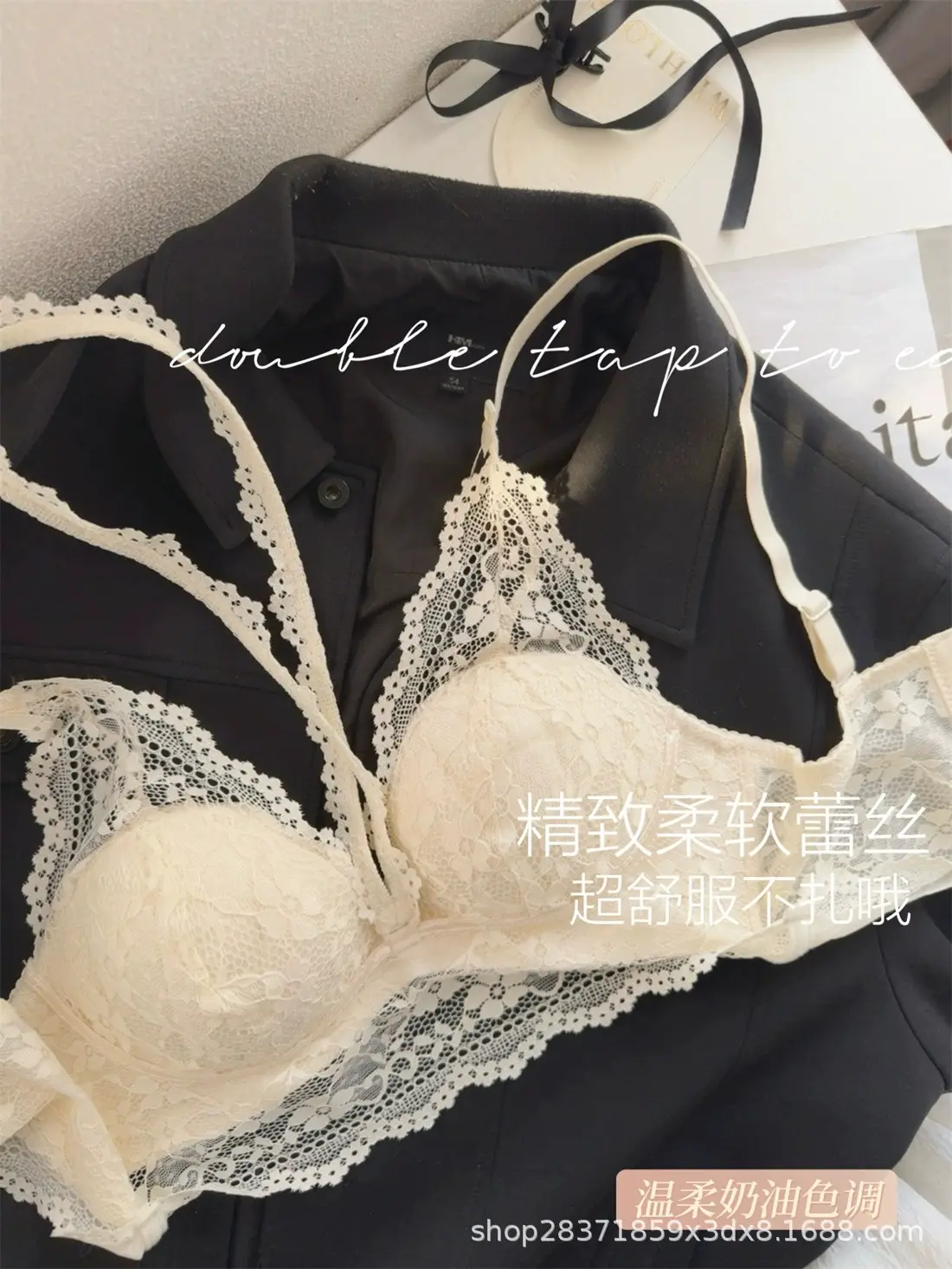 Black French Lace Push Up Bra for Women — feature 7