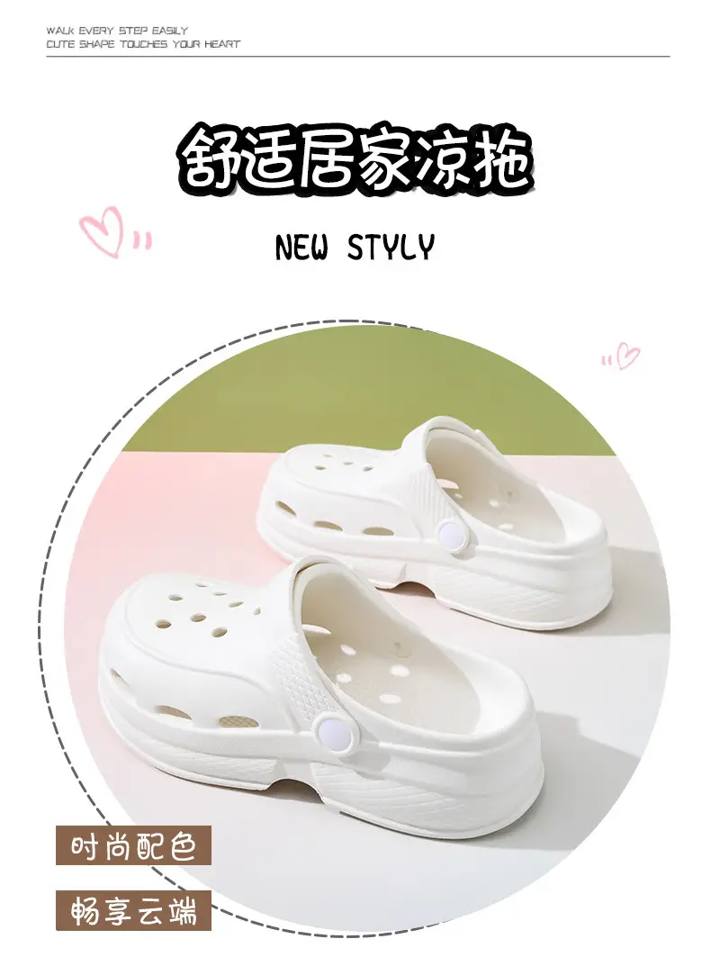 Women's Thick Sole Hole Shoes for Summer High Wear-resistant Non-slip Baotou Slippers EVA Outer Wear Beach Breathable Deodorant Sandals — feature 2