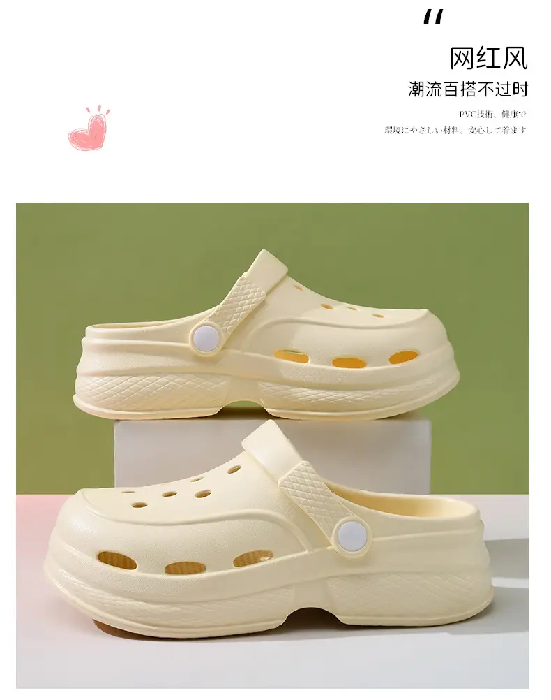 Women's Thick Sole Hole Shoes for Summer High Wear-resistant Non-slip Baotou Slippers EVA Outer Wear Beach Breathable Deodorant Sandals — feature 3