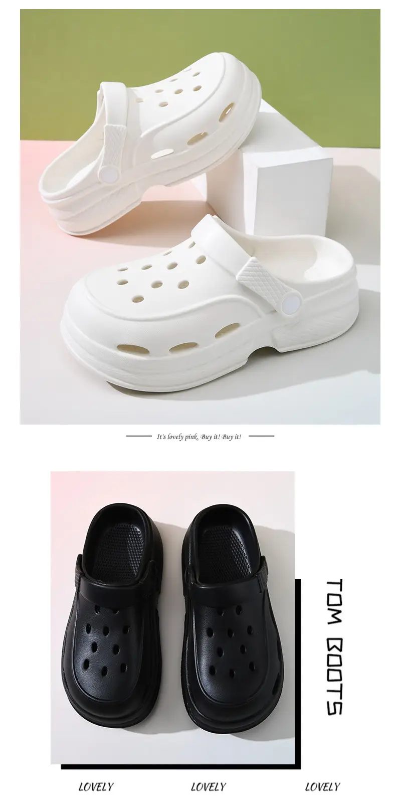 Women's Thick Sole Hole Shoes for Summer High Wear-resistant Non-slip Baotou Slippers EVA Outer Wear Beach Breathable Deodorant Sandals — feature 7