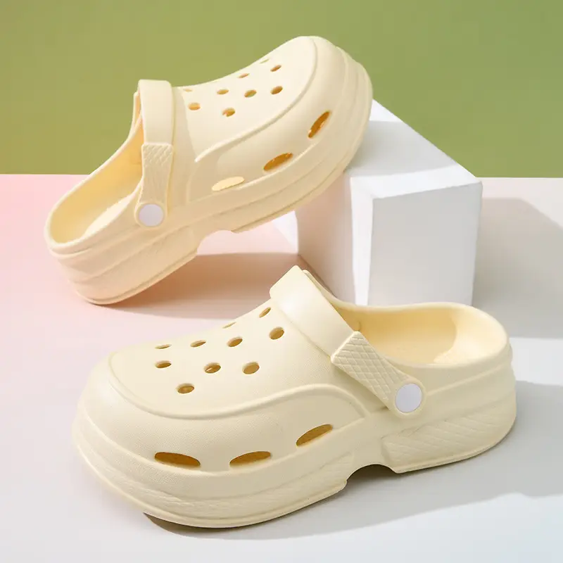 Women's Thick Sole Hole Shoes for Summer High Wear-resistant Non-slip Baotou Slippers EVA Outer Wear Beach Breathable Deodorant Sandals