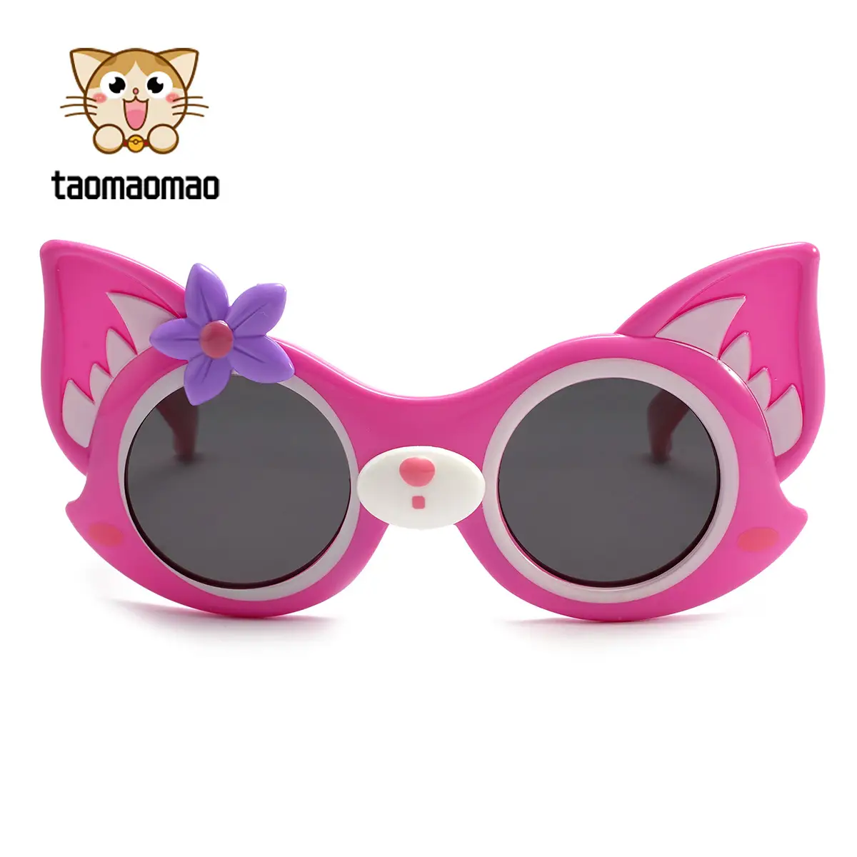 Pink Silicone Cartoon Sunglasses for Girls - Image 8