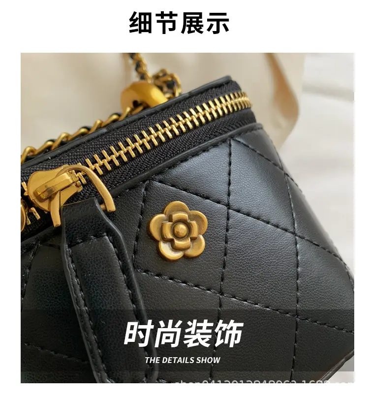 White Quilted Mini Shoulder Bag with Gold Chain — feature 3