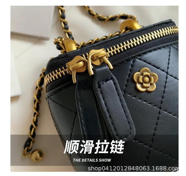 White Quilted Mini Shoulder Bag with Gold Chain — feature 4