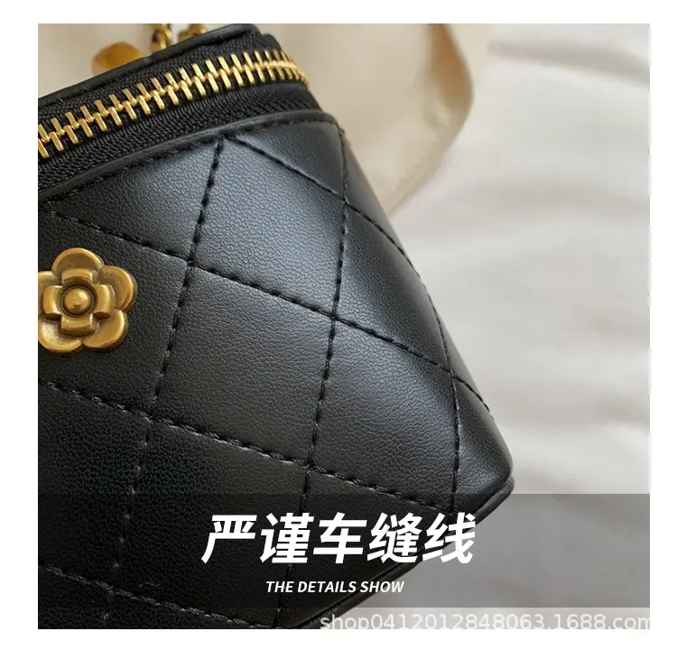 White Quilted Mini Shoulder Bag with Gold Chain — feature 5