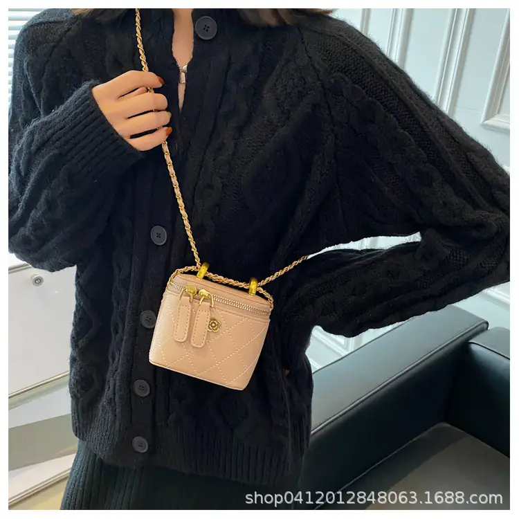White Quilted Mini Shoulder Bag with Gold Chain — feature 8