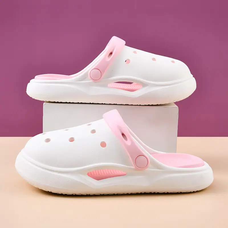 New Hole Shoes Women's Summer Height-Increasing Wear-Resistant Breathable Baotou Drag Outer Wear Beach EVA Deodorant High-Level Sandals