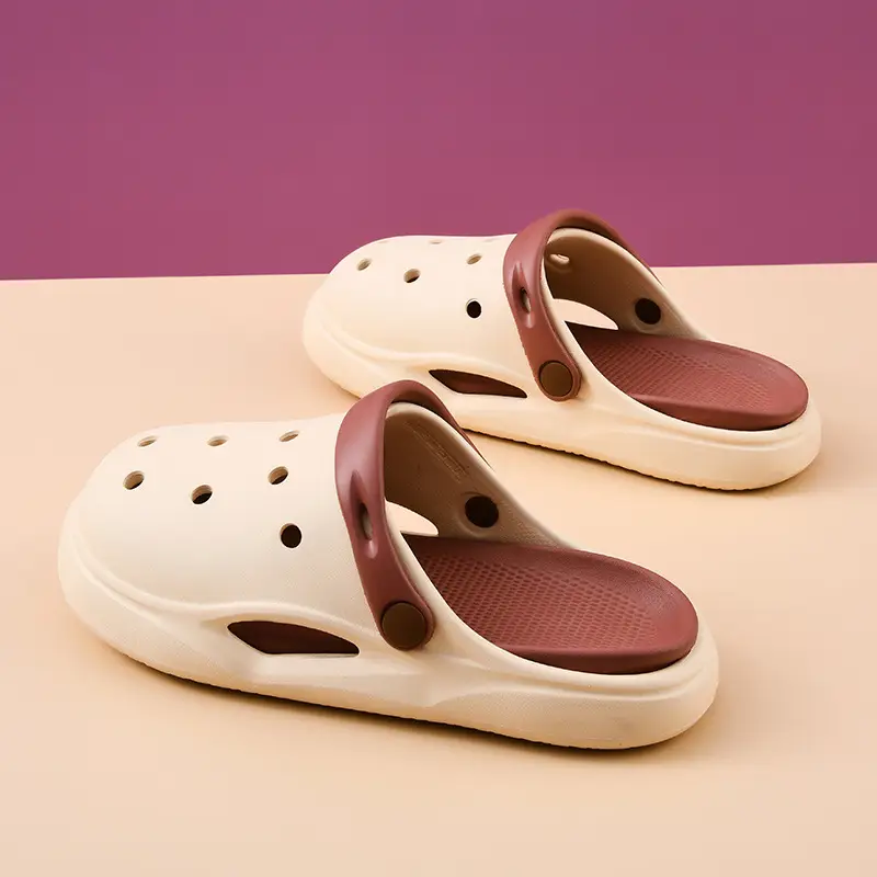 New Hole Shoes Women's Summer Height-Increasing Wear-Resistant Breathable Baotou Drag Outer Wear Beach EVA Deodorant High-Level Sandals