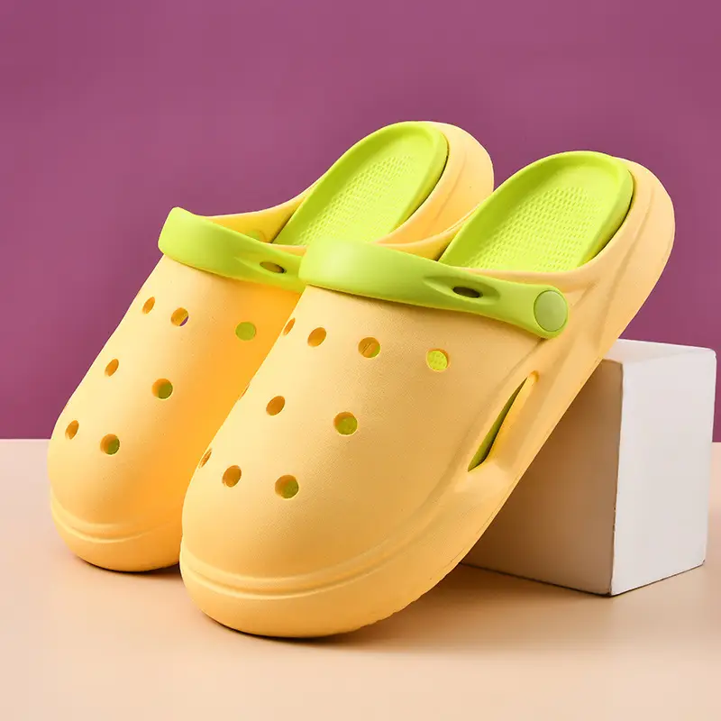 New Hole Shoes Women's Summer Height-Increasing Wear-Resistant Breathable Baotou Drag Outer Wear Beach EVA Deodorant High-Level Sandals