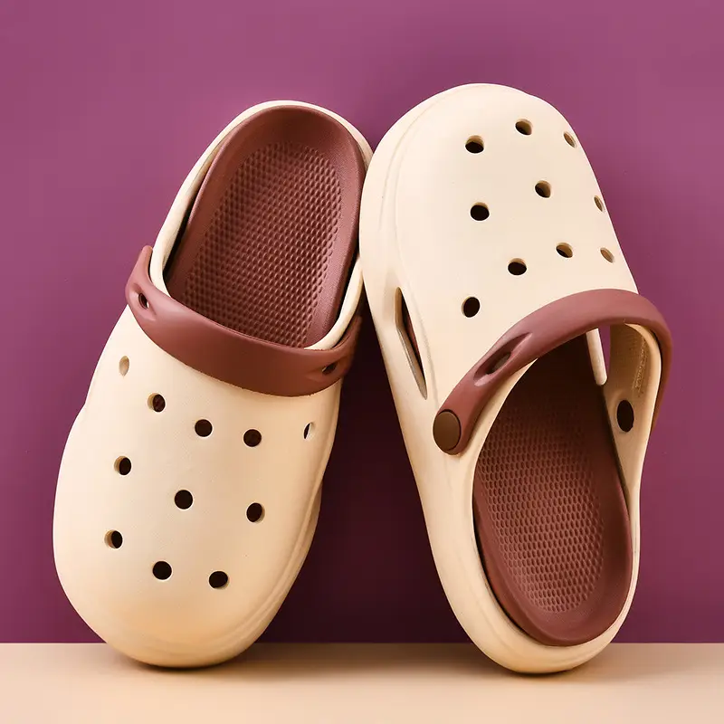 New Hole Shoes Women's Summer Height-Increasing Wear-Resistant Breathable Baotou Drag Outer Wear Beach EVA Deodorant High-Level Sandals
