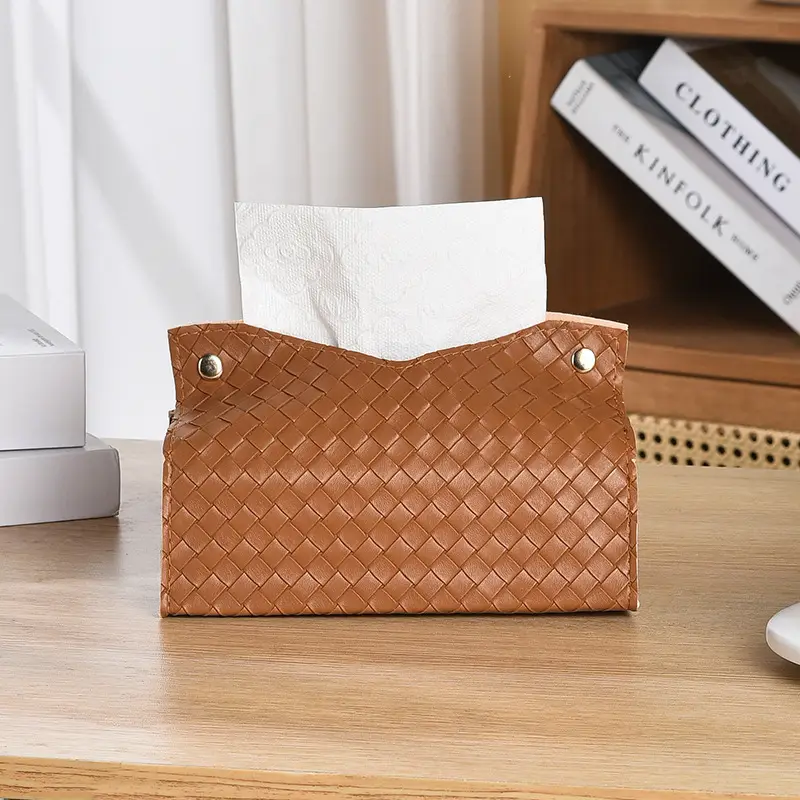 Black Braided Tissue Box for Home Living Room - Image 2