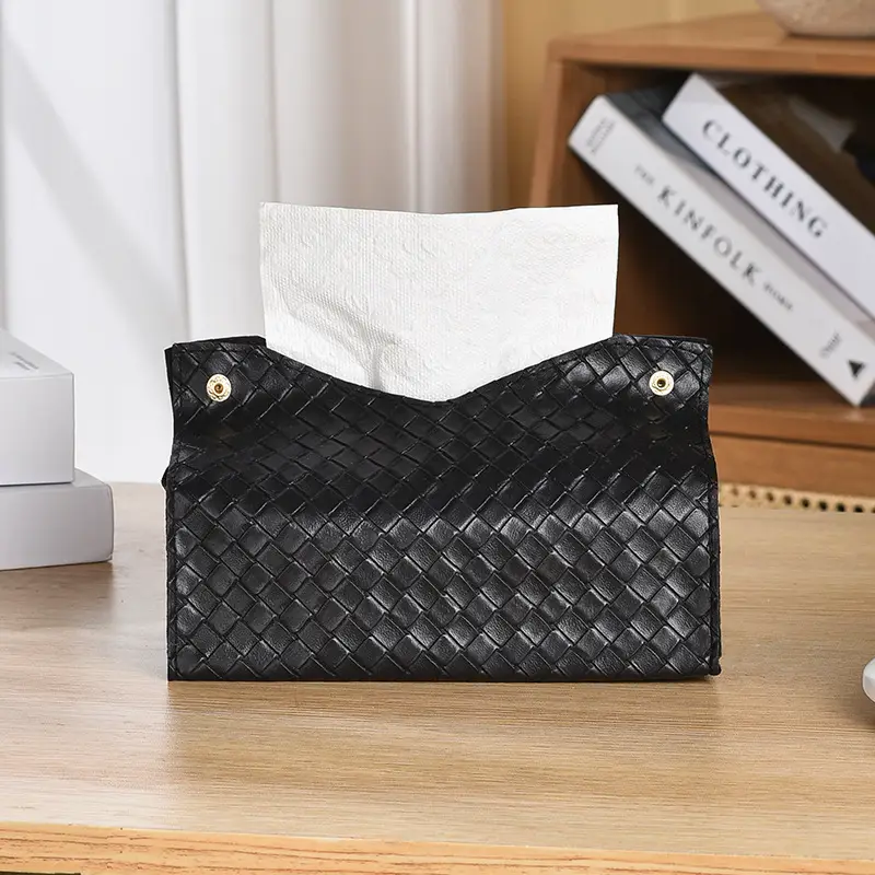 Black Braided Tissue Box for Home Living Room - Image 5