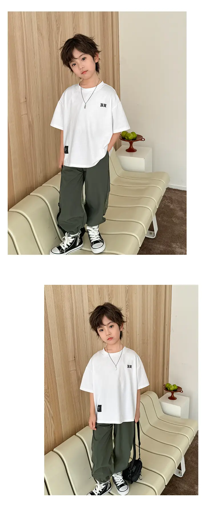 Kids White Short Sleeve T-Shirt Korean Style Ice Silk Cotton — feature 11
