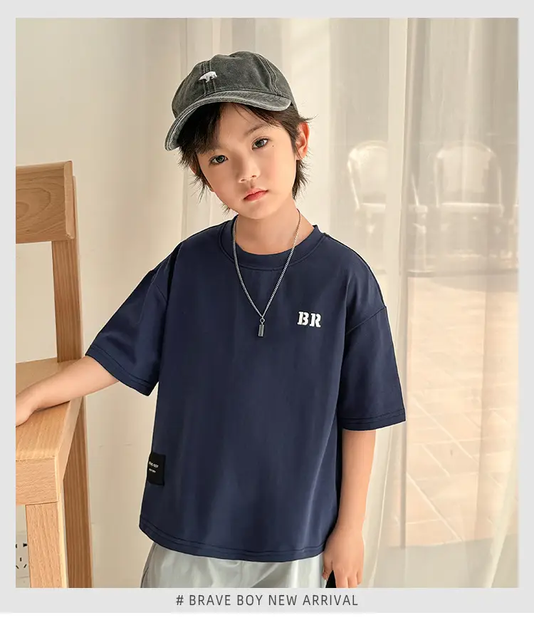 Kids White Short Sleeve T-Shirt Korean Style Ice Silk Cotton — feature 2