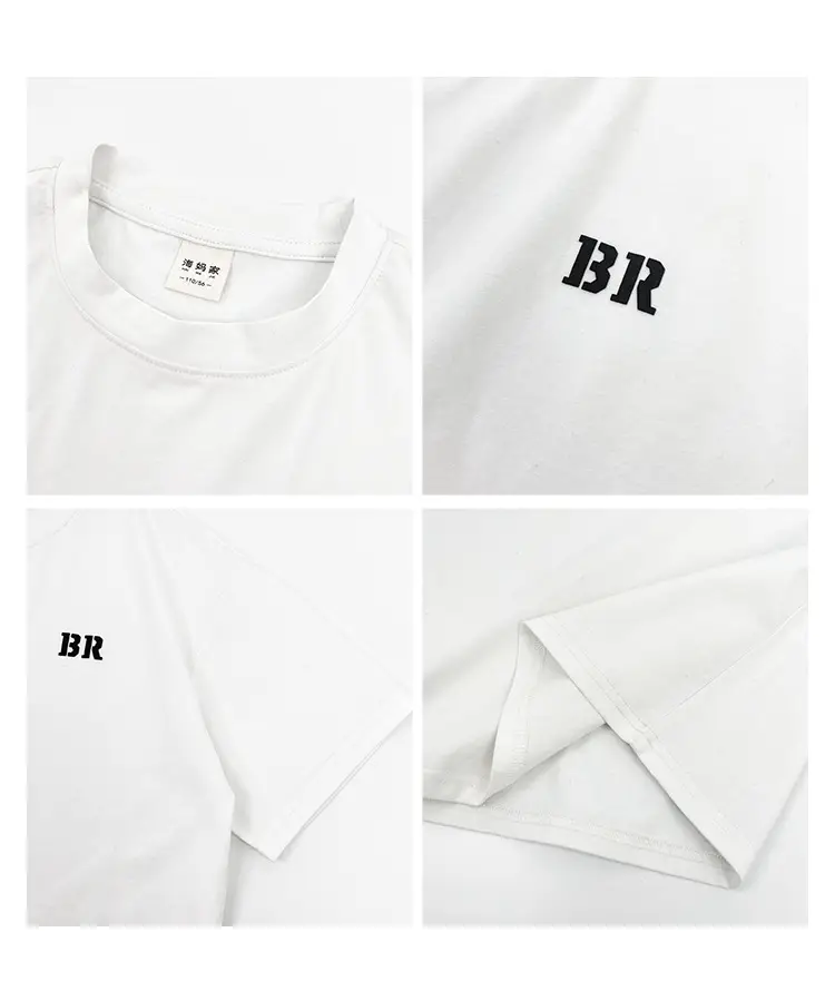 Kids White Short Sleeve T-Shirt Korean Style Ice Silk Cotton — feature 4