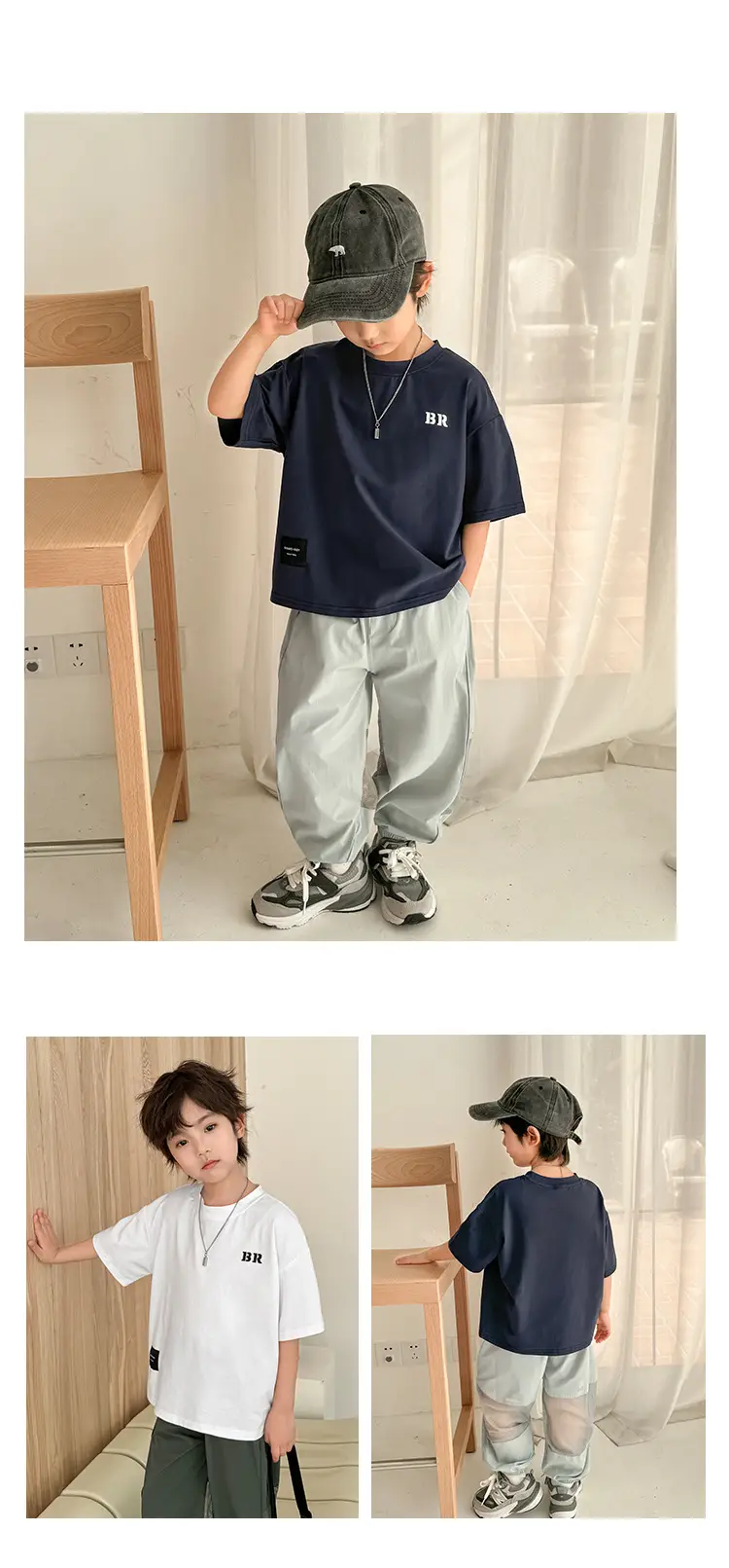 Kids White Short Sleeve T-Shirt Korean Style Ice Silk Cotton — feature 8