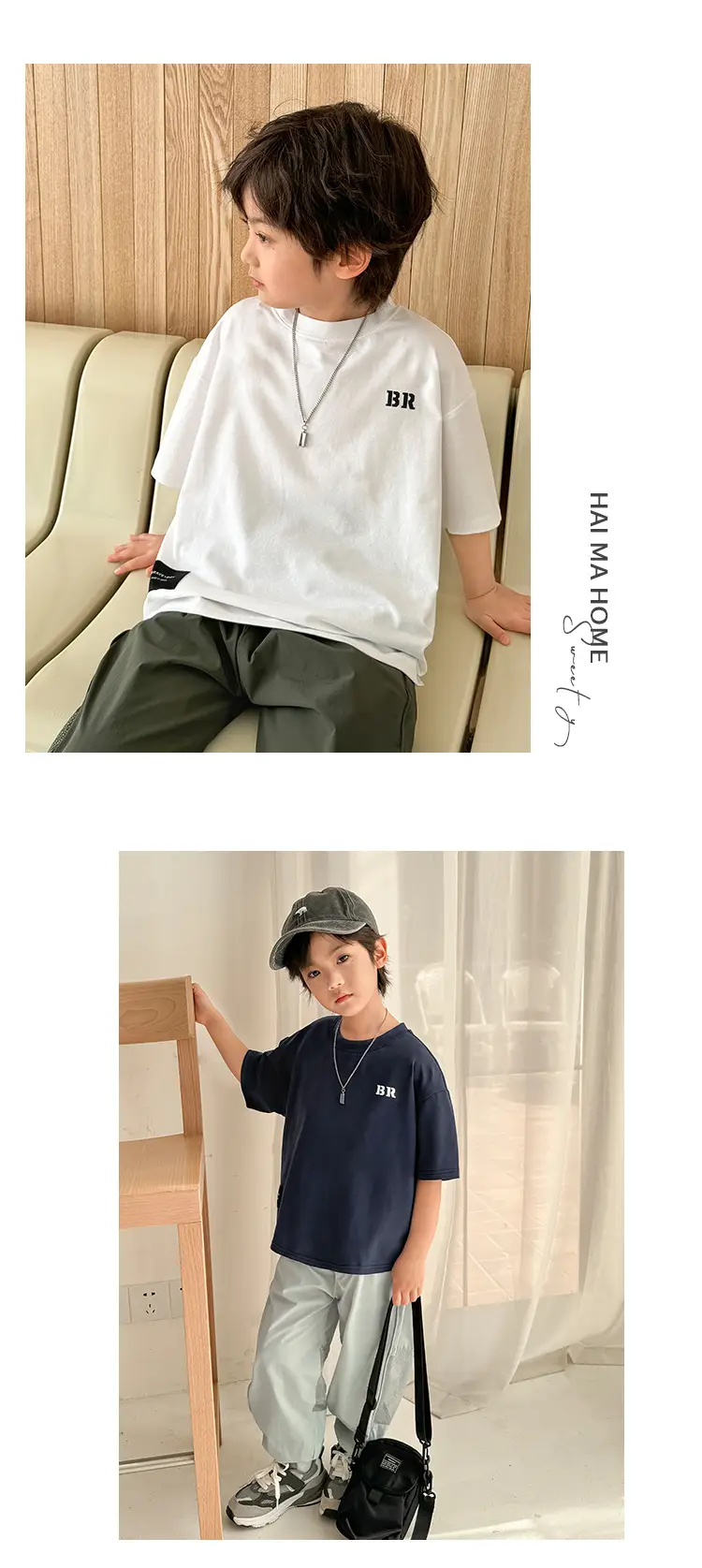 Kids White Short Sleeve T-Shirt Korean Style Ice Silk Cotton — feature 9