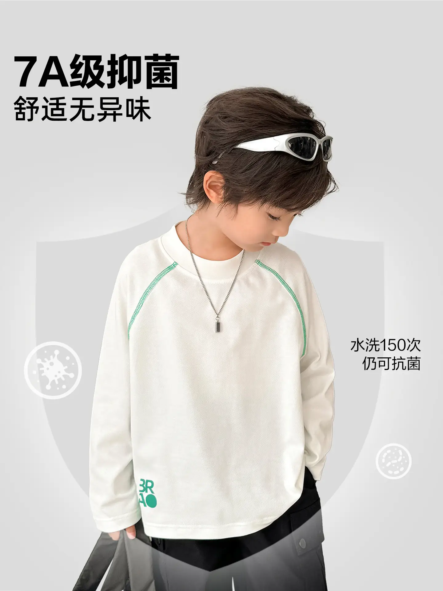 Haima Boys' 7A Antibacterial Long Sleeve T-Shirt Navy Blue - Image 5
