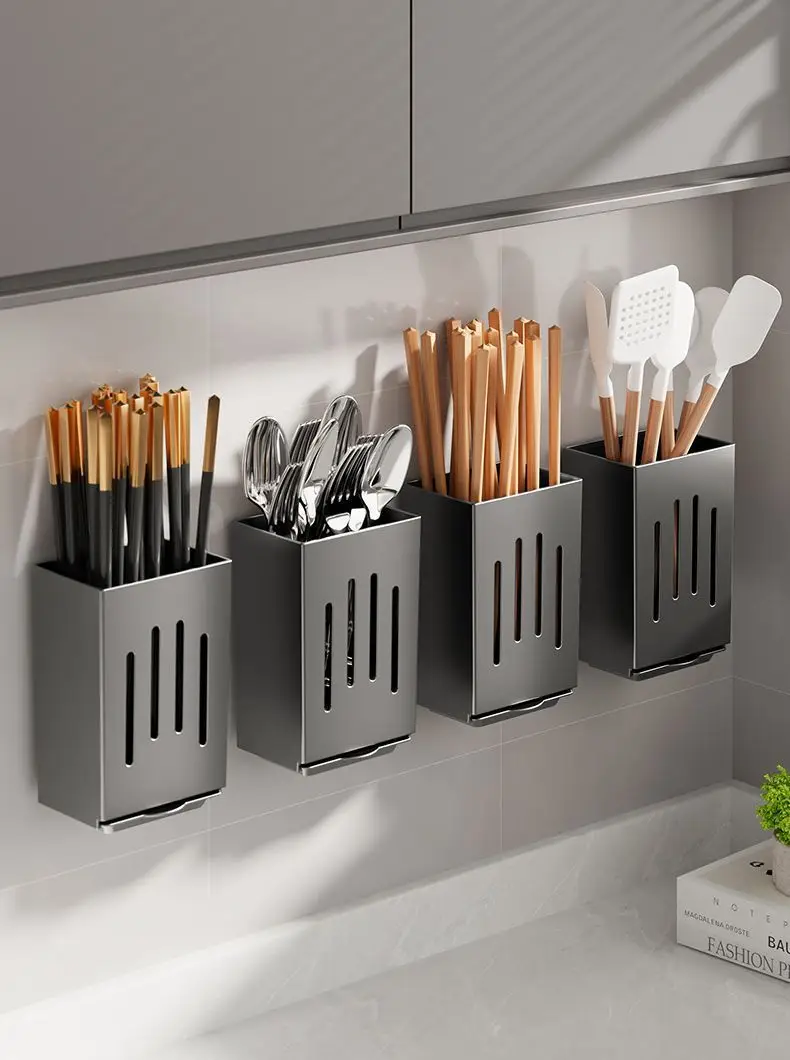 Wall Mount Chopsticks Cage Black ABS Kitchen Storage — feature 15