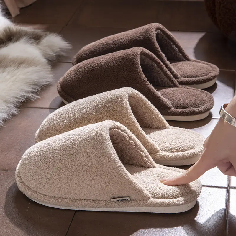 Japanese Style Quiet Floor Cotton Slippers Men's Autumn and Winter New Home Non-Slip Soft Bottom Couple Women's Cotton Slippers