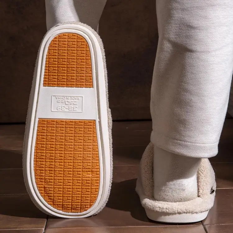 Japanese Style Quiet Floor Cotton Slippers Men's Autumn and Winter New Home Non-Slip Soft Bottom Couple Women's Cotton Slippers