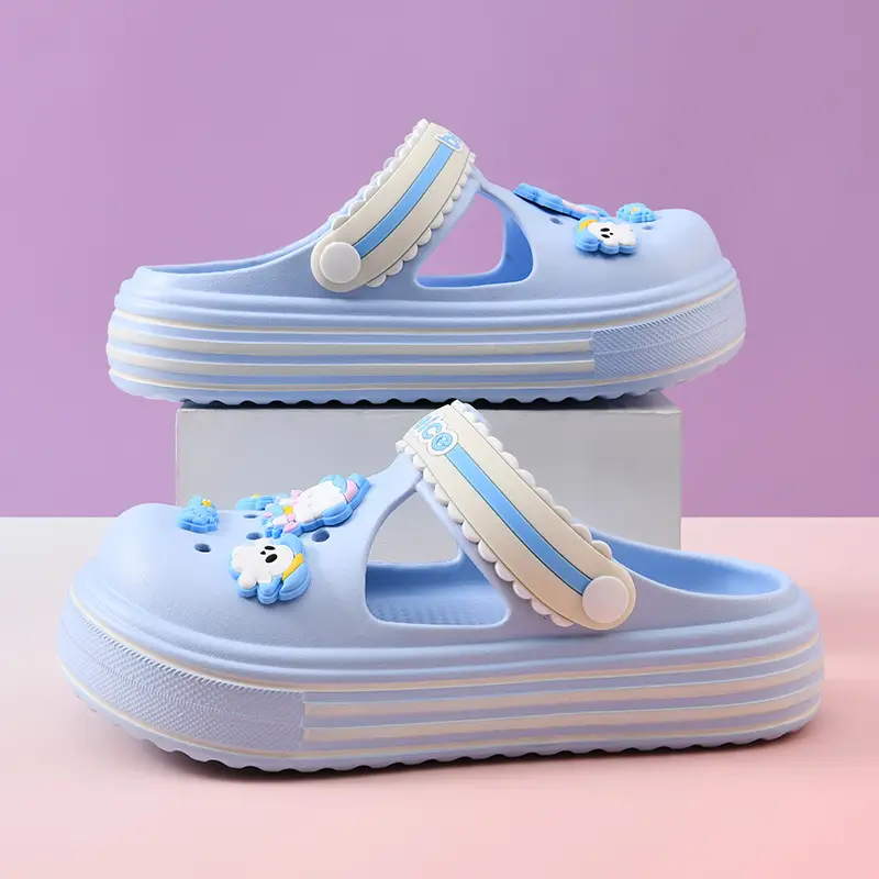 Women's Hole Shoes Summer Wear Height-increasing Thick-soled Slippers Wear-resistant Cute EVA Non-slip Deodorant Breathable Baotou Slippers - Image 7