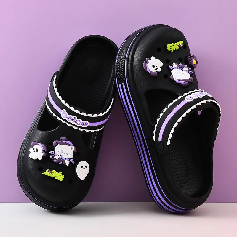 Women's Hole Shoes Summer Wear Height-increasing Thick-soled Slippers Wear-resistant Cute EVA Non-slip Deodorant Breathable Baotou Slippers - Image 8