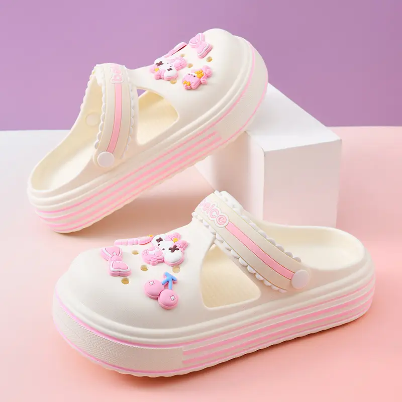 Women's Hole Shoes Summer Wear Height-increasing Thick-soled Slippers Wear-resistant Cute EVA Non-slip Deodorant Breathable Baotou Slippers - Image 3