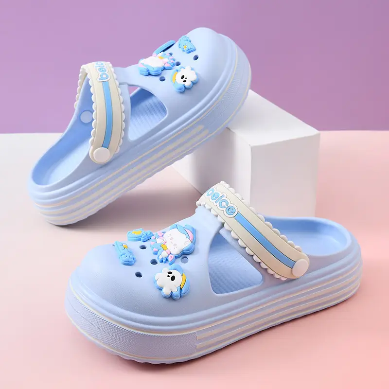 Women's Hole Shoes Summer Wear Height-increasing Thick-soled Slippers Wear-resistant Cute EVA Non-slip Deodorant Breathable Baotou Slippers - Image 4
