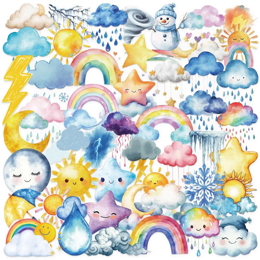 A variety of 50 double transparent stickers transparent waterproof DIY hand account material mobile phone notebook personality ins decorative stickers