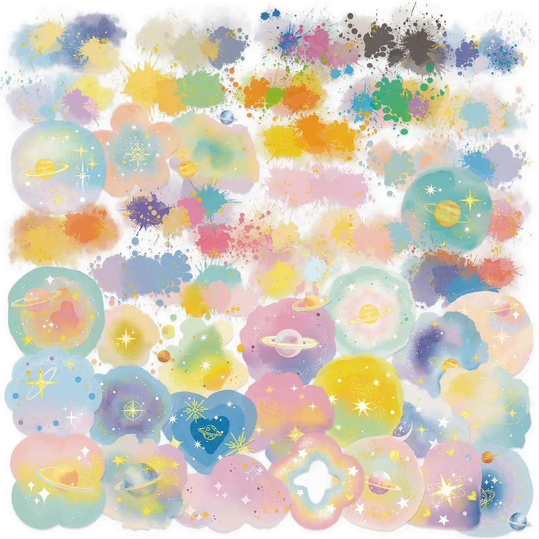 A variety of 50 double transparent stickers transparent waterproof DIY hand account material mobile phone notebook personality ins decorative stickers