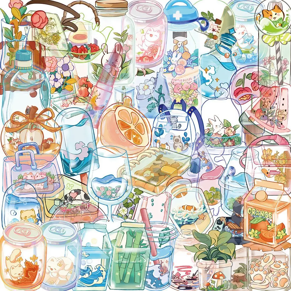 A variety of 50 double transparent stickers transparent waterproof DIY hand account material mobile phone notebook personality ins decorative stickers