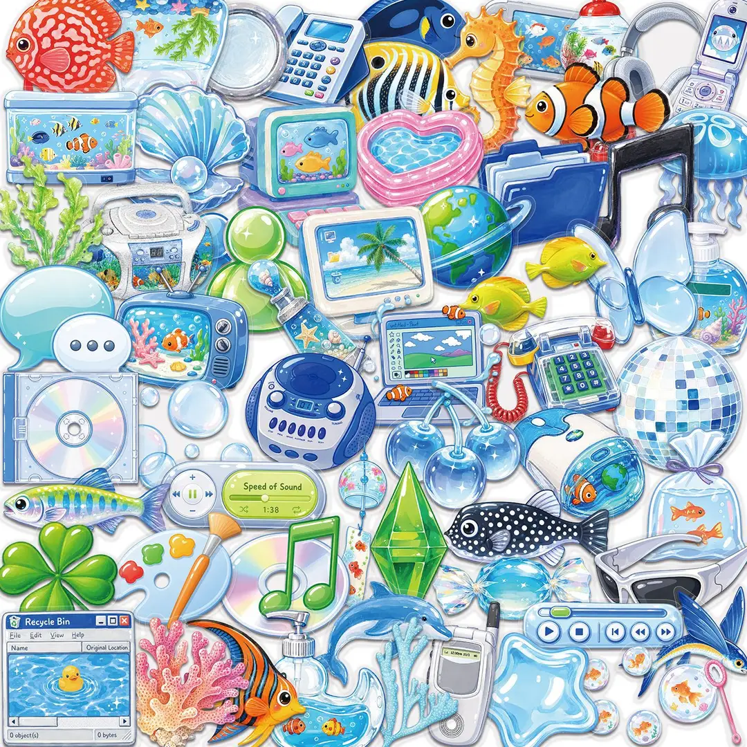 A variety of 50 double transparent stickers transparent waterproof DIY hand account material mobile phone notebook personality ins decorative stickers
