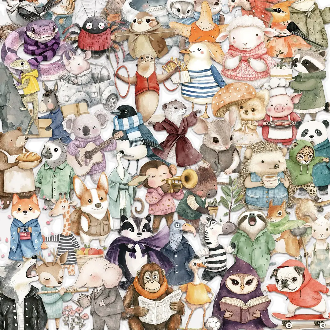 A variety of 50 double transparent stickers transparent waterproof DIY hand account material mobile phone notebook personality ins decorative stickers