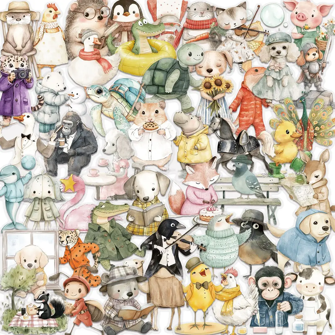 A variety of 50 double transparent stickers transparent waterproof DIY hand account material mobile phone notebook personality ins decorative stickers