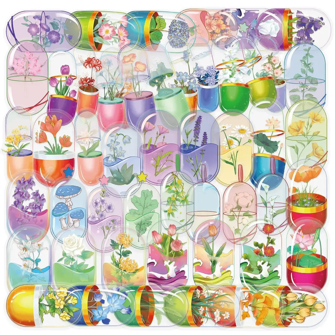 A variety of 50 double transparent stickers transparent waterproof DIY hand account material mobile phone notebook personality ins decorative stickers