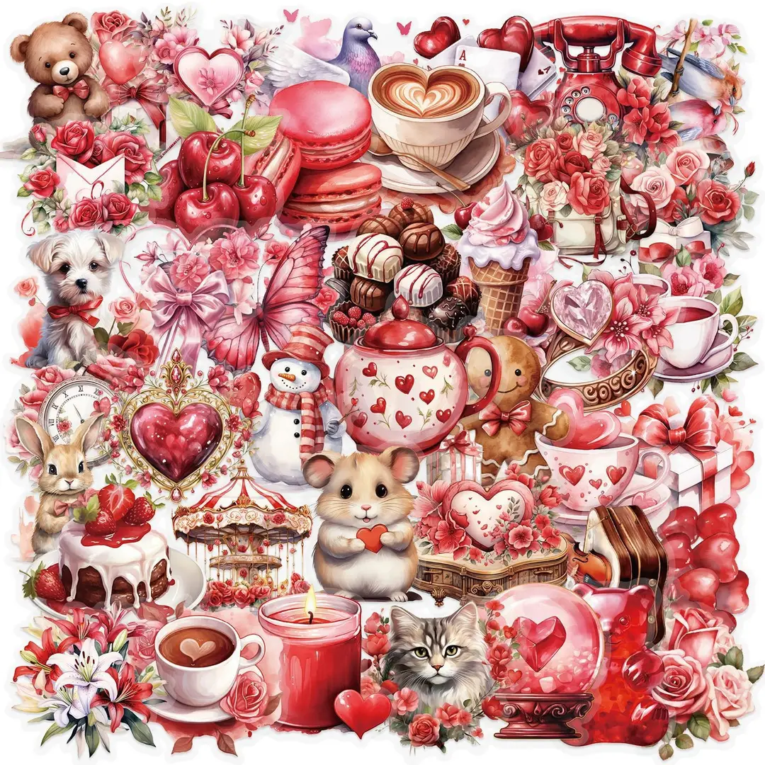 A variety of 50 double transparent stickers transparent waterproof DIY hand account material mobile phone notebook personality ins decorative stickers